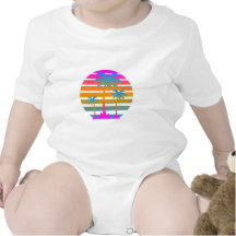 COREY TIGER RETRO SUNSET PALM TREES TSHIRT