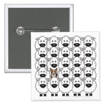 Corgi in the Sheep Pinback Buttons