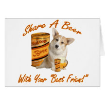 corgi Shares A Beer Card