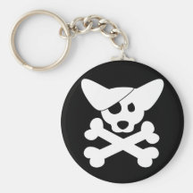 Corgi Skull & Crossbones Keychain