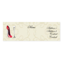Corkscrew Red Stiletto Shoe and Champagne Business Business Cards