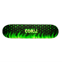 corli green flame skateboard
