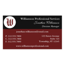 Corner Monogram Maroon Business Cards