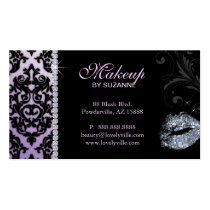 Cosmetologist Business Card Damask Glitter Purple business cards