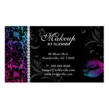 Cosmetologist Business Card Floral Blue Pink
