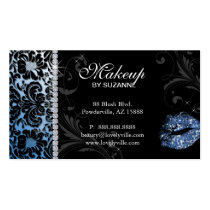 Cosmetologist Business Card Floral Glitter Blue business cards