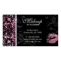 Cosmetologist Business Card Floral Glitter Pink business cards