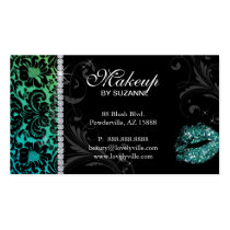 Cosmetologist Business Card Floral Glitter Teal business cards