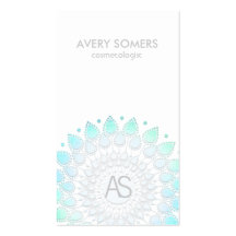 Cosmetologist Ornate Leaf Motif White Modern Business Card Template