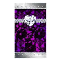 Cosmetology Business Card Lace Floral Purple Black