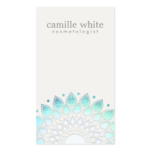 Cosmetology Elegant Circle Light Blue Off-White Business Card Templates