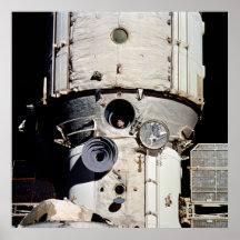 Cosmonaut views Discovery through Mir window Print