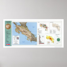 Costa Rica Map 1991 Print
