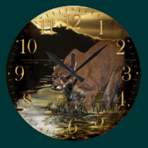 Cougar Mountain-Lion Art on a Wildlife Wall Clock wall clocks