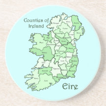 Counties of Ireland Map Drink Coasters