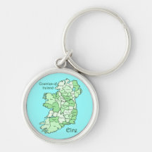 Counties of Ireland Map Key Chains
