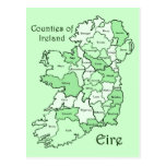 Counties of Ireland Map Post Card