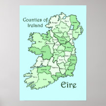 Counties of Ireland Map Posters