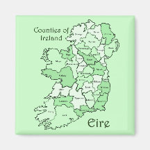 Counties of Ireland Map Refrigerator Magnets