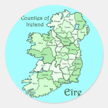 Counties of Ireland Map Stickers