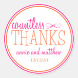 Countless Thanks Labels (Hot Pink / Orange) Round Stickers