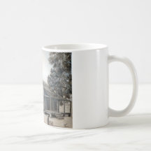 country barn log cabin oil painting coffee mug