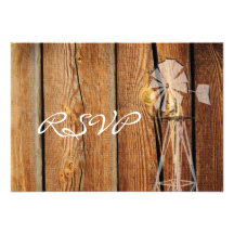 Country Barn Wood Windmill Wedding RSVP Cards