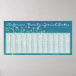 Country Blue Tree Dutch Birthday Calendar Poster
