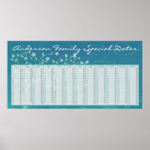 Country Blue Tree Dutch Birthday Calendar Poster