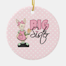 Country Bunny Big Sister (pink) Christmas Ornament
