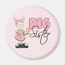 Country Bunny Big Sister (pink) Magnets