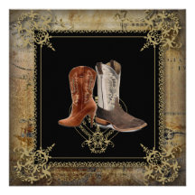 Country Cowboy Boots Western Wedding Invitation