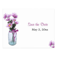 Country Daisies Mason Jar - Save the Date Postcard