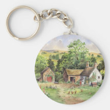 "Country Farm" idyllic country landscape Key Chains