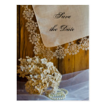 Country Lace Wedding Save the Date Postcard