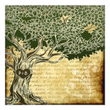 Country Oak Tree Vintage Wedding Invitations