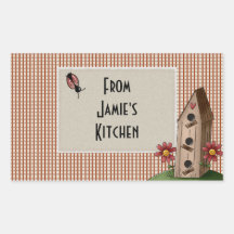 Country Red Gingham Checks Sticker