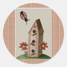 Country Red Gingham Checks Stickers
