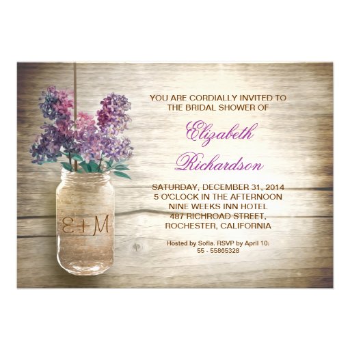 country rustic mason jar bridal shower invitations - Zazzle.com.au