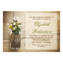 country rustic mason jar bridal shower invitations