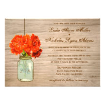 Country Rustic Mason Jar Flowers Wedding Personalised Invites