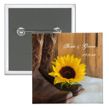 Country Sunflower Wedding Button