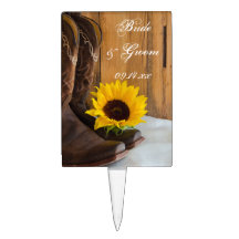 Country Sunflower Wedding Cake Topper