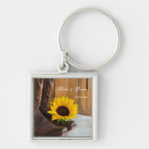 Country Sunflower Wedding Keychain