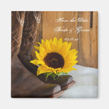Country Sunflower Wedding Save the Date Magnet