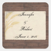Country Wheat Grass on Parchment Envelope Seal Sticker