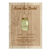 Country Wooden Rustic Mason Jar Save the Date Personalised Invitation
