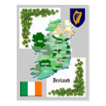 County Map of Ireland Postcards