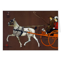 Couple in a Breaking Cart Greeting Cards