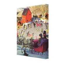 Couple in a Christmas Sleigh, Love and Romance Stretched Canvas Print